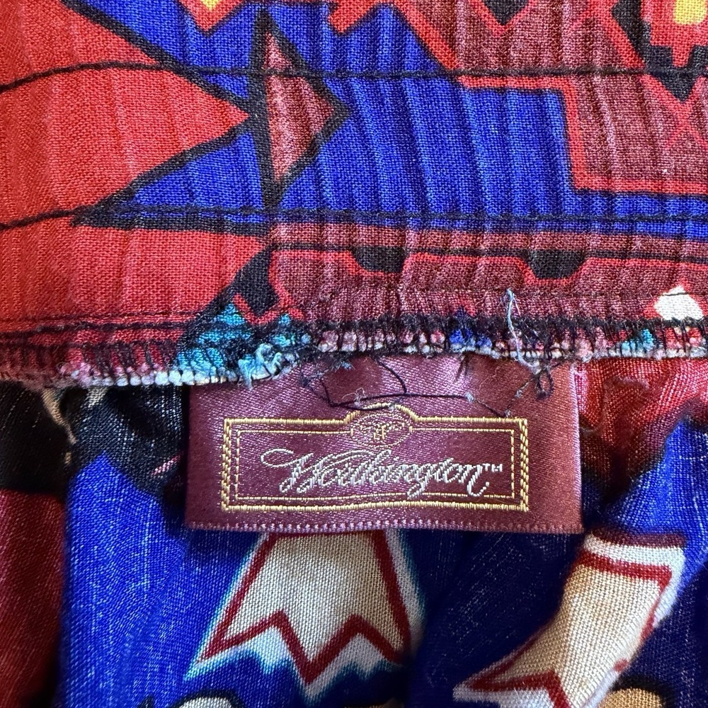 VTG Worthington Large Southwest Artsy Abstract Hippie Maxi Skirt Red 90s Pockets - Picture 7 of 10